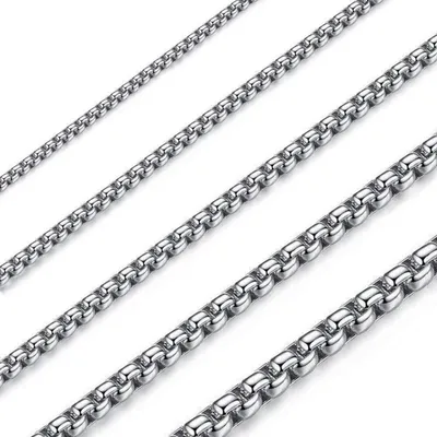 Obrázok produktu pre Náhrdelník, nerezová oceľ, strieborná farba, šírka 1,5–5,0 mm, dĺžka 45–80 cm