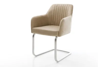 Produktbild von DELIFE Freischwinger Greg-Flex Mikrofaser Beige Vintage Freischwinger flach Edelstahl Taschenfederkern