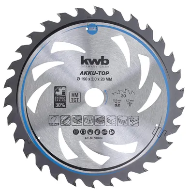 Produktbild von kwb Kreissägeblatt 190 x 20 mm, leichtgängig, speziell für Akkumaschinen, Sägebl