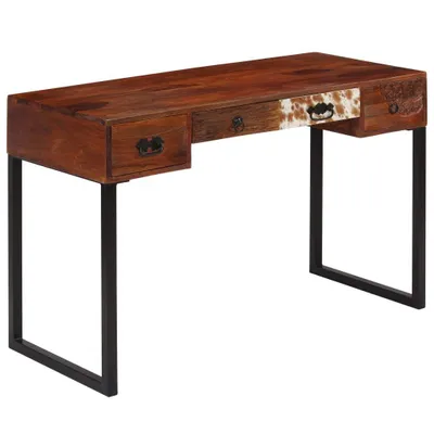 Productafbeelding van Bureau 117x50x76 cm massief acaciahout en echt leer