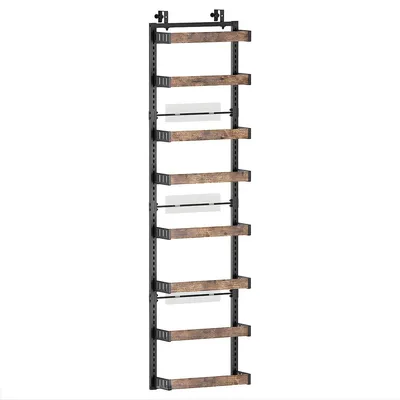 Produktbild von 8-Lagiges Tür-Aufbewahrungsregal – Hängendes Küchenregal aus Metall & Holz – Weiß – Verstellbarer Türorganizer