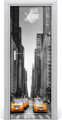 Produktbild von Tulup Türaufkleber 75x205 cm Dekorative Aufkleber Selbstklebend Wasserdichte Tapete Abnehmbar Schlafzimmer Wohnzimmer Wohnkultur - Selbstklebende Taxi in New York