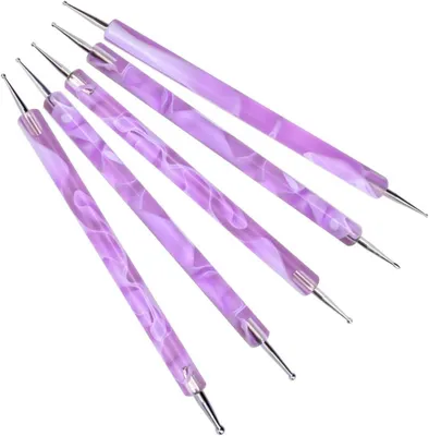 Productafbeelding van Nagel dotting pen - Stippen gereedschap - Nail art maken - Dubbelzijdig ontwerp - 5 stuks - Paars