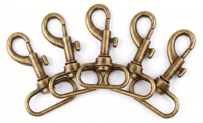 5 Bolzen-Karabiner Karabinerhaken Taschenkarabiner Größen Farbwahl - Gurtband Hundeleinen altmessing