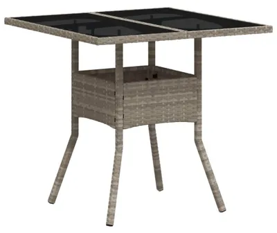 Obrázek produktu pro Zahradní stůl o rozměrech 80 x 80 cm vyrobený z polyratanu s tvrzeným sklem