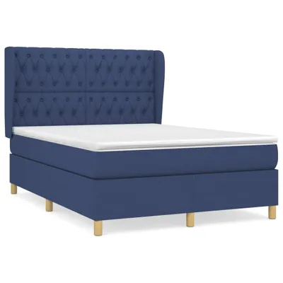 Produktbild von vidaXL Boxspringbett mit Matratze Blau 140x190 cm Stoff