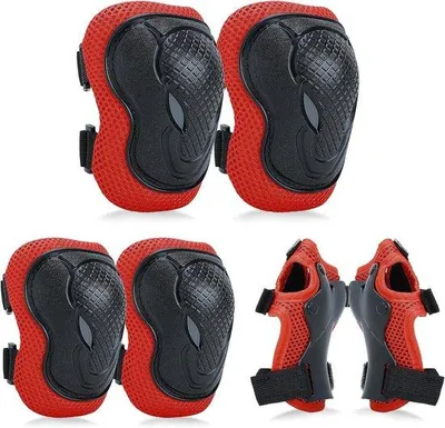 Obrázek produktu pro Ochranné pomůcky na kolena, lokty a zápěstí – chrániče kolen a loktů, 39,5 × 16 cm, 36,5 × 14,5 cm, velikost L – pro dospělé do 92 kg – chrániče kolen a loktů