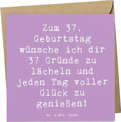 Produktbild von Mr. & Mrs. Panda doppelkarte Spruch 37. Geburtstag Glücksmomente - Lavendeltraum - Geschenk, Happy Birthday, Geburtstagsspruch, anlasskarte, Alter, besonderer Tag