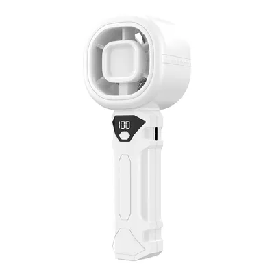 Produktbild von Tischventilatoren, Tragbare Handventilatoren, Mini-Ventilator mit Digitalanzeige, 3000 mAh, 3 Windstärken, für Reisen im Freien, zu Hause, weiß