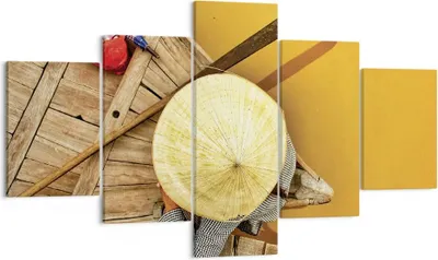 Produktbild von Bild auf Leinwand - Leinwandbild - 5 Teile - Asiatisch Boot Brücke - 125x70cm - Wand Bild - Wanddeko - Wandbilder - Leinwanddruck - Bilder - Wanddekoration - Leinwand bilder - Wandbild - EA125x70-4844