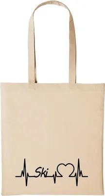 Produktbild von Huuraa Baumwollbeutel Ski Geschenk Einkaufstasche Natural 10 Liter Baumwolle Ski Accessoire