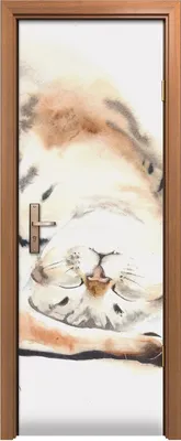 Produktbild von Türposter 70x200 cm Türaufkleber Türtapete Türfolie Klebefolie Deko Katzen Aquarell Tier gemütlich