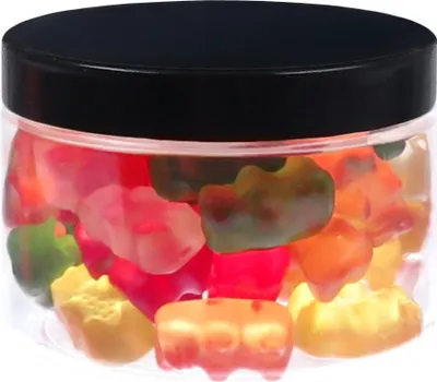 Produktbild von 150 ml PET Tiegel transparent, mit Plastikdeckel, schwarz, 20 Stück