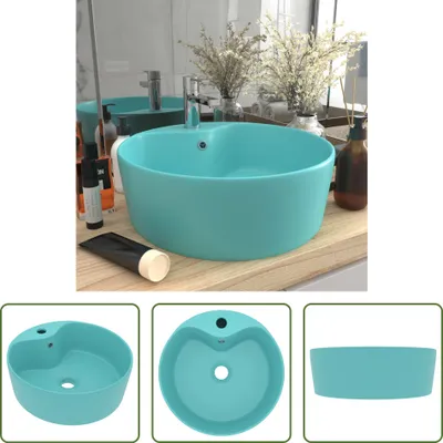 Produktbild von The Living Store Luxus-Waschbecken mit Überlauf Matt Hellgrün 36x13 cm Keramik