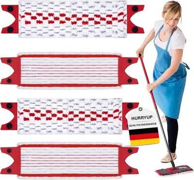 Produktbild von Unyqoos® Ersatzbezüge für Vileda Ultramax – 4er Set Mikrofasermopp-Bezüge 14×46 cm, 2‑in‑1 Mikrofasern zum Reinigen & Polieren, kompatibel mit harten Böden