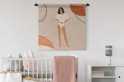 Produktbild von MuchoWow® Wandteppich Wandbehang Sommer - Frau - Abstrakt 90x90 cm Tapisserie Dekoration Wandtuch - Wandaufhänger