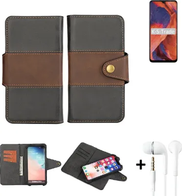 Produktbild von K-S-Trade Handyhülle Schutzhülle Bookstyle Wallet-Case kompatibel mit Nokia 3.4 + earphones Bumper rundumschutz schwarz-braun 1x