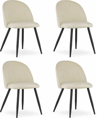 Produktbild von BELLO Stuhl - beige Samt / schwarze Beine x 4