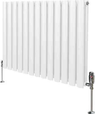 Obrázek produktu pro Oválný trubkový radiátor a chromované termostatické ventily - 600 mm x 780 mm - bílý