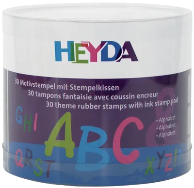 Produktbild von HEYDA Motivstempel Set "Alphabet" Klarsicht Runddose