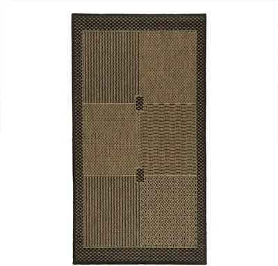 Zdjęcie produktu dla Tkany dywan w ramie, czarne i brązowe kwadraty i paski 133x190