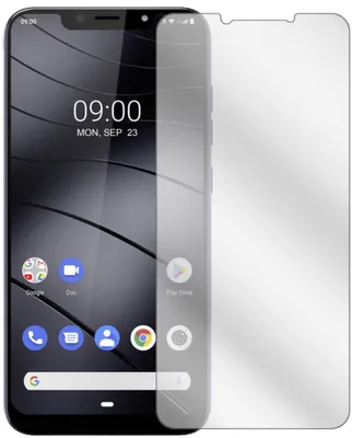 A screen protector is placed over a smartphone screen.