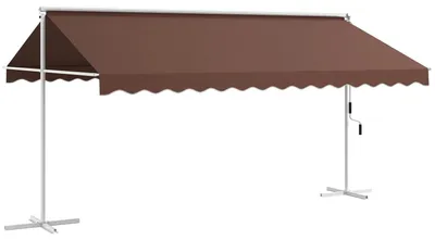 Produktbild von Standmarkise 4,5X3,4M Gartenmarkise Handkurbel Ausziehbar Terrassenüberdachung Verstellbar Sonnenschutz Polyester Kaffee