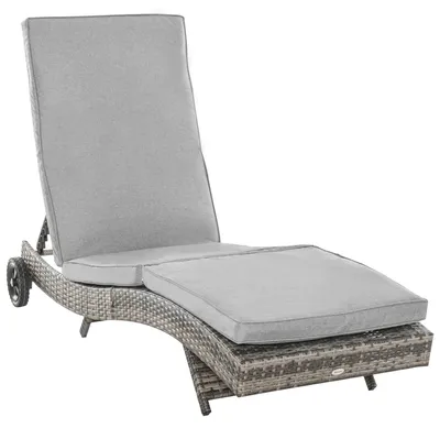 Produktbild von Outsunny Polyrattan Sonnenliege Gartenliege mit Kissen 5-stufig verstellbar