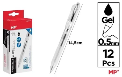 Obrázek produktu pro Długopisy żelowe czarne 0.5 mm 12 sztuk