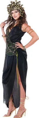 A woman wearing a Medusa costume.