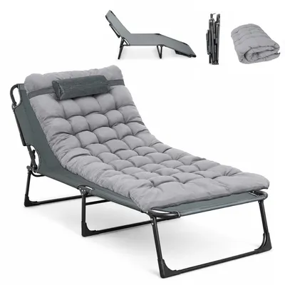 Produktbild von Feldbett Campingliege klappbar bis 200 kg, 190x68x30 cm, Campingbett Gästebett mit Verstellbarer Polster und kissen, Tragetasche, Sonnenliege Camping