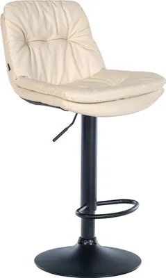 Produktbild von Barhocker MITUN - Kunstleder Creme 46x54x92 cm Schwarz | Barstuhl Höhenverstellbar Mit Lehne Drehbar Tresenhocker Tresenstuhl Kneipenhocker