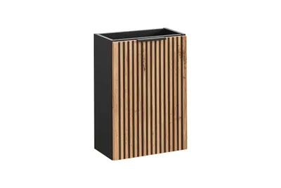 Image de Armoire De Salle De Bain Sous Lavabo 40 Cm Chêne Wotan Gris Lamelles Étroites