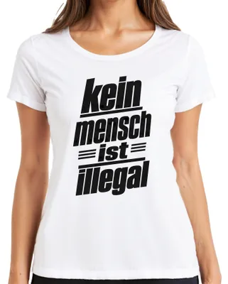 Produktbild von Kein Mensch ist illegal Menschenrechte Politik Statement Sarkasmus Damen T-Shirt, Weiß, XL