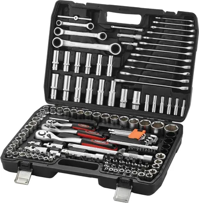 Produktbild von TEENO Steckschlüsselsatz 151 tlg, Ratschenkoffer Werkzeugkoffer 72 Zähne 1/4", 3/8", 1/2" Zoll, Cr-V Steckschlüssel-Satz mit Doppel-Ratschenschlüssel, Werkzeug-Set, Ratschenkasten für Auto