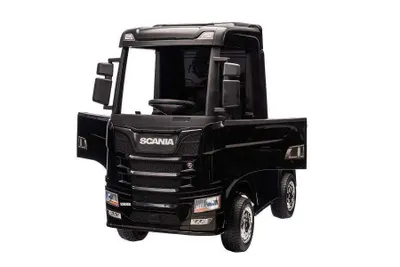 Obrázok produktu pre Licencované detské elektrické nákladné auto "SCANIA R Series" - 4 motory, 2x12V batéria, 2.4G, EVA pneumatiky, kožené sedadlo - čierne