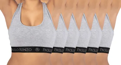 Produktbild von Paolo Renzo Damen Bustier SPORT LINE 6 Stück - Baumwoll Bustier - Sport Bustier - Größe S - Grau