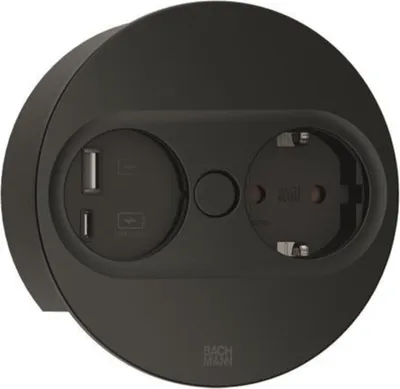 Produktbild von BACHMANN TWIST 2 Tischsteckdose Schwarz matt rund