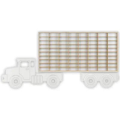Obrázek produktu pro ArtTwist Vitrína na modely aut - Sběratelská vitrína ze dřeva  s 80 poličkami - Organizační vitrína na auta Závěsná 78,5 cm x 40 cm x 4 cm - Dřevěná vitrína na nástěnnou dekoraci a organizaci (LKW 001BL)