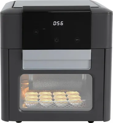 Image de Friteuse à air chaud - Four - 12 L - 1600 W - 80–200 °C - Minuterie 0–90 min - Prise européenne 220 V - Fenêtre de visualisation - Noir