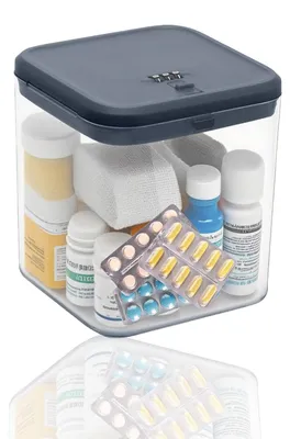 Image de Boîte à médicaments verrouillable, boîte à médicaments, boîte à médicaments transparente/boîte de rangement avec serrure, coffre-fort pour téléphone portable, minuterie
