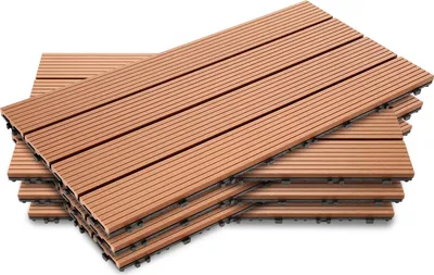 Obrázek produktu pro Izrielar Terasové dlaždice 18 kusů dlaždic s klikačkou v dřevěném vzhledu, dlaždice WPC, 30 x 60 cm, hnědé