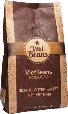 Produktbild von VietBeans 100% Robusta – Gemahlener Röstkaffee - Kaffeespezialität aus Vietnam - Kräftig und würzig – 250g…