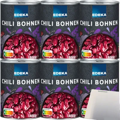 Produktbild von Edeka Chili-Bohnen in feurig-mexikanischer Sauce 6er Pack (6x400g Dose) + usy Block