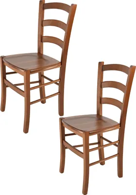 Immagine prodotto di t m c s Tommychairs - Set di 2 sedie VENICE per cucina e sala da pranzo, struttura robusta in legno di faggio laccato color noce chiaro e seduta in legno