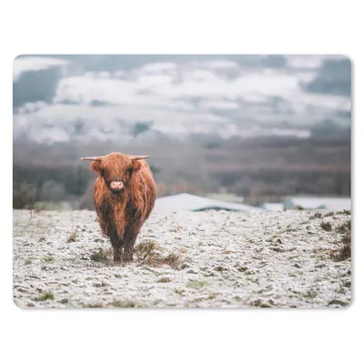 Produktbild von MuchoWow® Mauspad Mousepad Schottischer Highlander - Schnee - Berg 23x19 cm - Mousepads - Maus Mat - Pad - Mausunterlage - Schreibtischunterlage - Mauspad