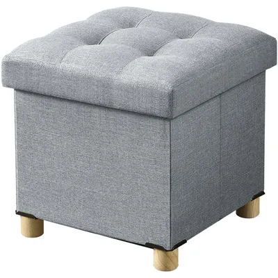 Klappbarer Hocker mit Stauraum, Sitzwürfel, 38x38x38 cm, hellgrau