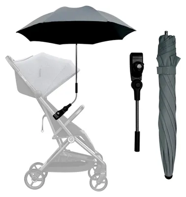 Produktbild von Sonnenschirm für Kinderwagen, Regenschirm mit UV 50+ Schutz, 73 cm Durchmesser, universell einsetzbar für Buggys und Kinderwagen - Grau