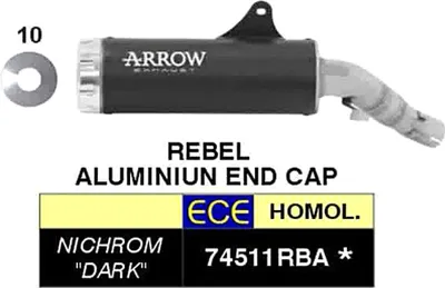 Immagine prodotto di Marmitta slip-on ARROW rebel con fondello in alluminio lucido per Honda Cmx 1100 rebel