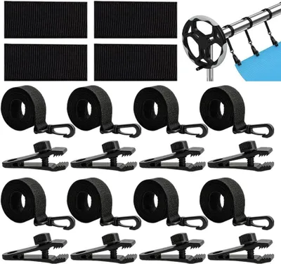 Produktbild von Pool Aufroller mit Befestigungsbändern und Klammern, 8er Set für Solarfolie